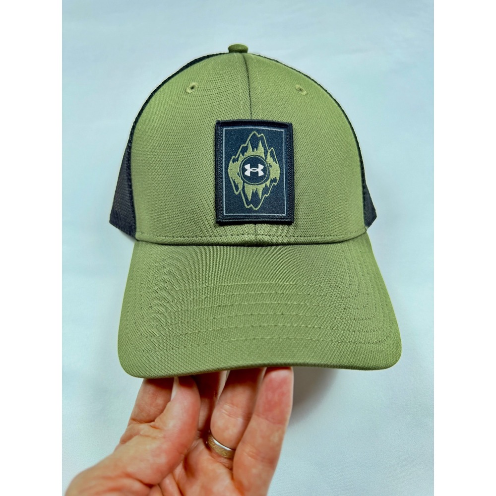 Under Armour Mens Olive Green Mountain Patch Trucker Hat Snapback‎ 1383441 OSFM